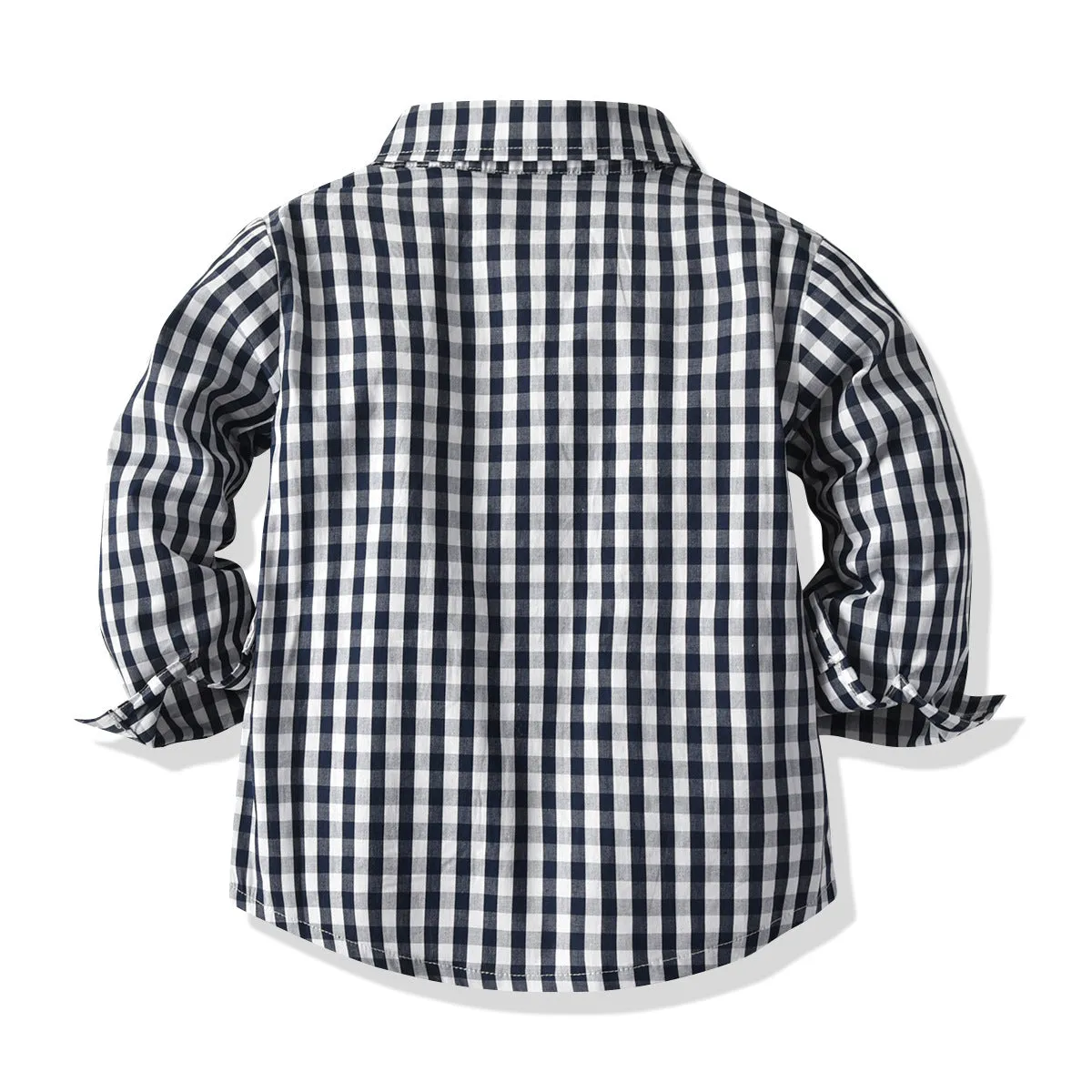 2 Pieces Set Baby Kid Boys Dressy Checked Bow Shirts And Solid Color Pants Wholesale 01786822