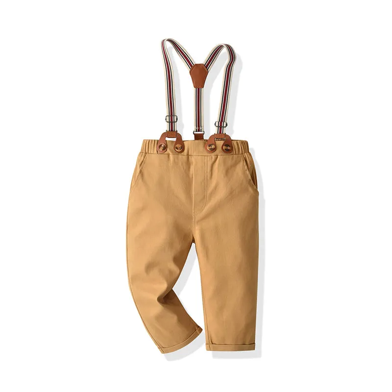 2 Pieces Set Baby Kid Boys Dressy Checked Bow Shirts And Solid Color Pants Wholesale 01786822