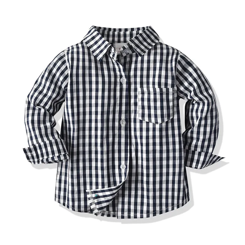 2 Pieces Set Baby Kid Boys Dressy Checked Bow Shirts And Solid Color Pants Wholesale 01786822