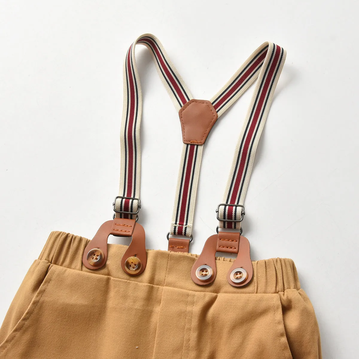 2 Pieces Set Baby Kid Boys Dressy Checked Bow Shirts And Solid Color Pants Wholesale 01786822