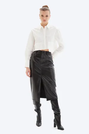 ABBY 5-POCKET SLIT MIDI SKIRT