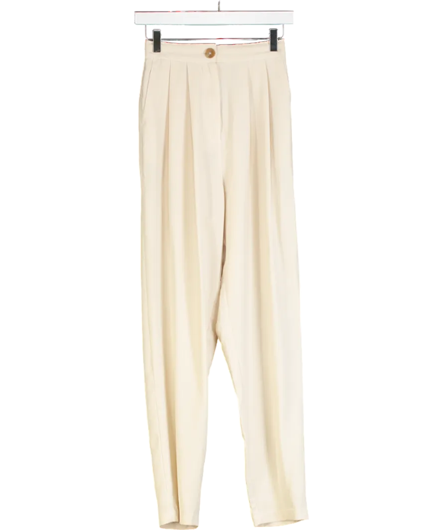 ASOS Beige Pleated Tailored Trousers UK 4
