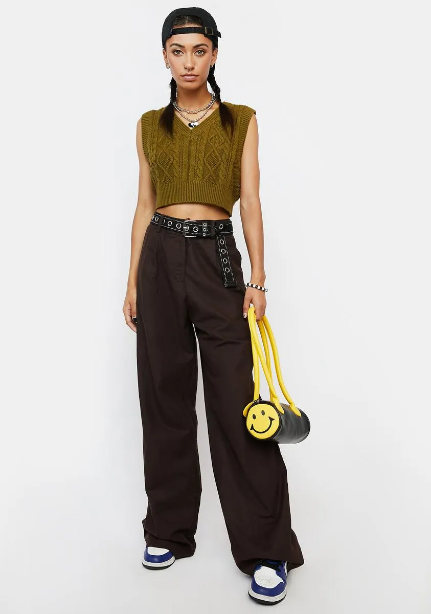 Bitter Chocolate Onfal Wide Leg Trousers