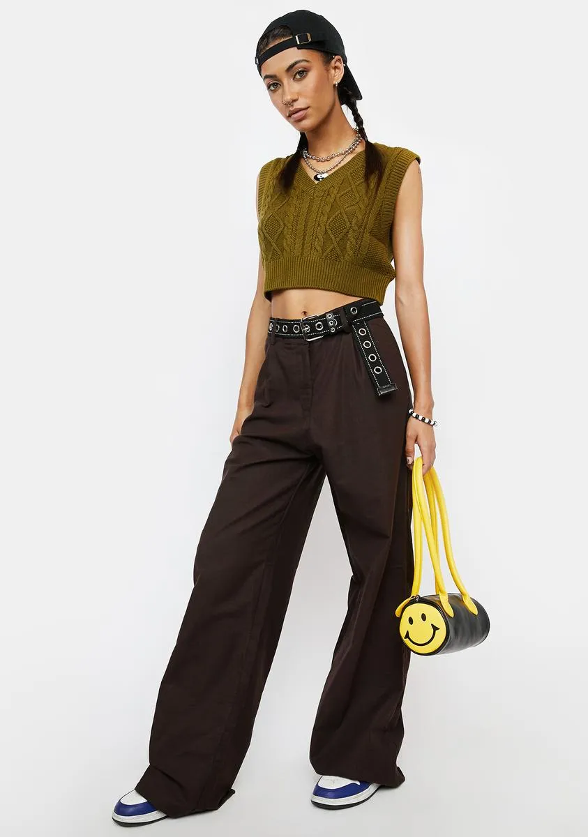 Bitter Chocolate Onfal Wide Leg Trousers