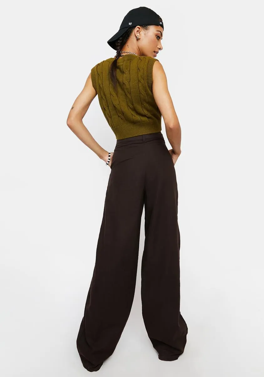 Bitter Chocolate Onfal Wide Leg Trousers