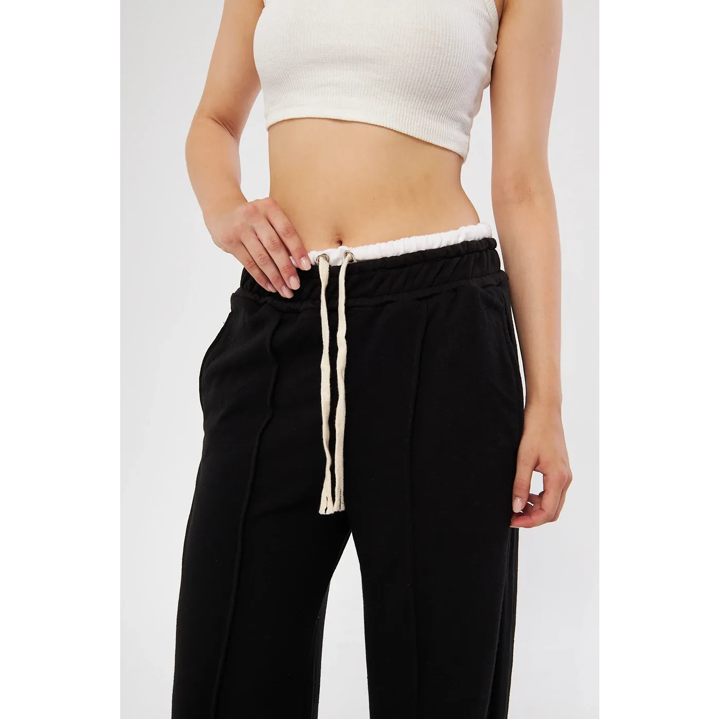Black Boxer Belt Wide Leg Trousers