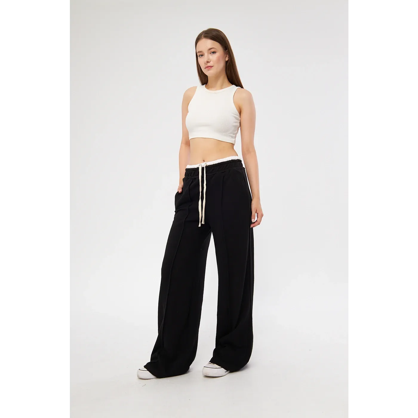 Black Boxer Belt Wide Leg Trousers