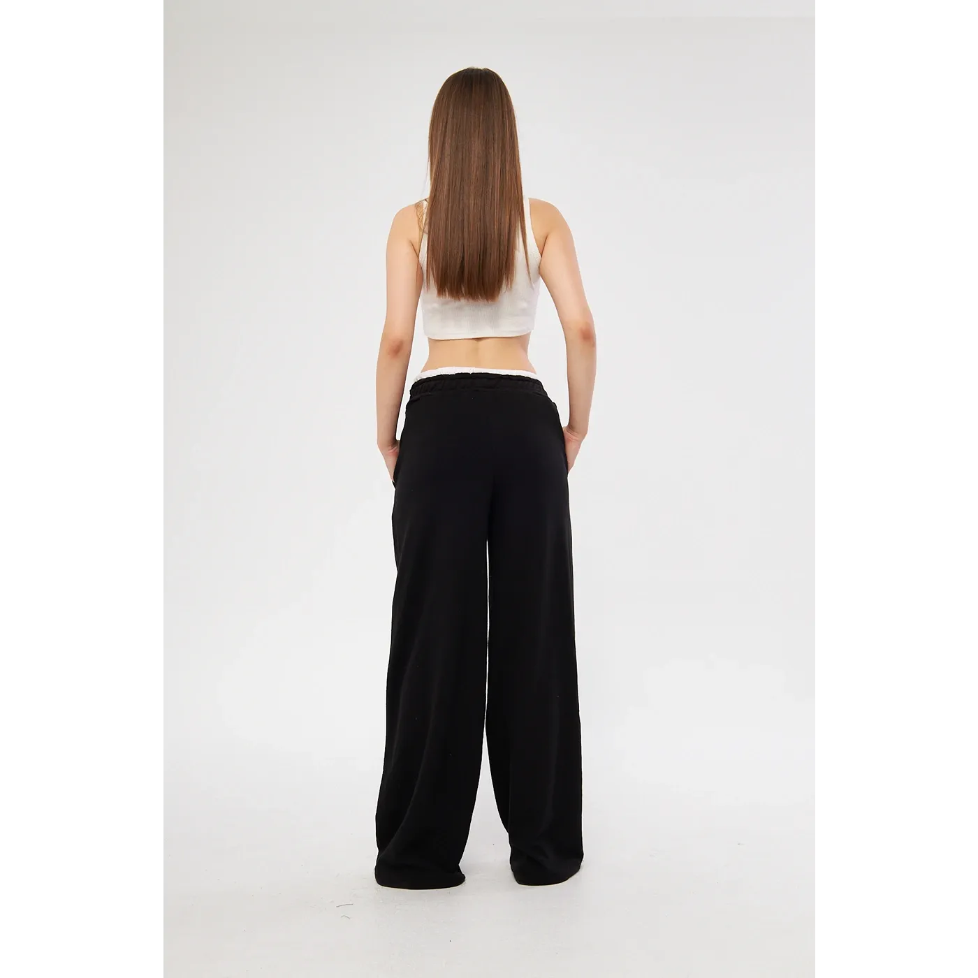 Black Boxer Belt Wide Leg Trousers