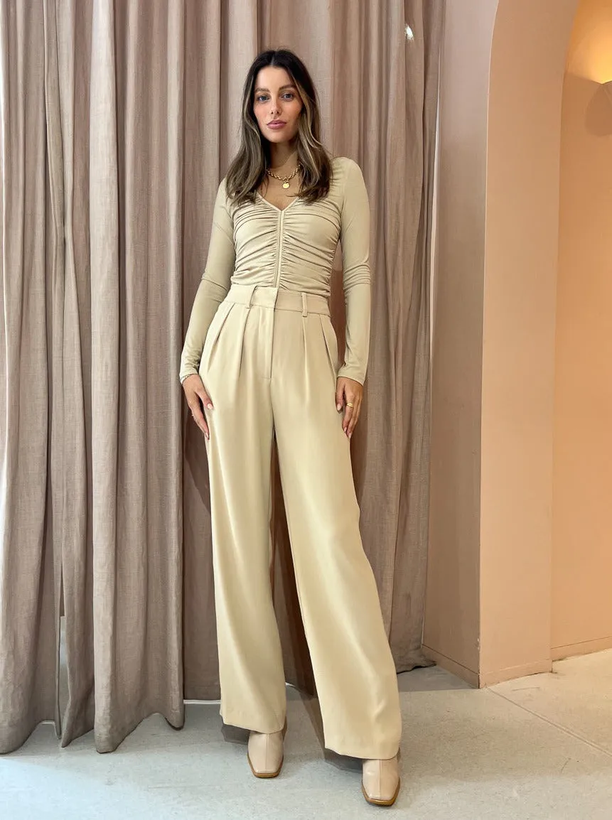 By Johnny Pleat Front Pant in Sand