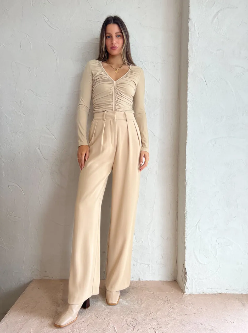By Johnny Pleat Front Pant in Sand