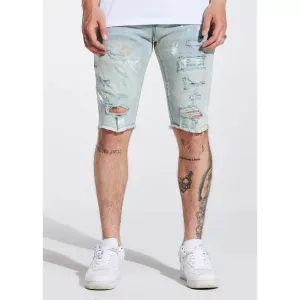 Crysp Denim Blue Paint Philips Shorts (CRYSPSP221-105)