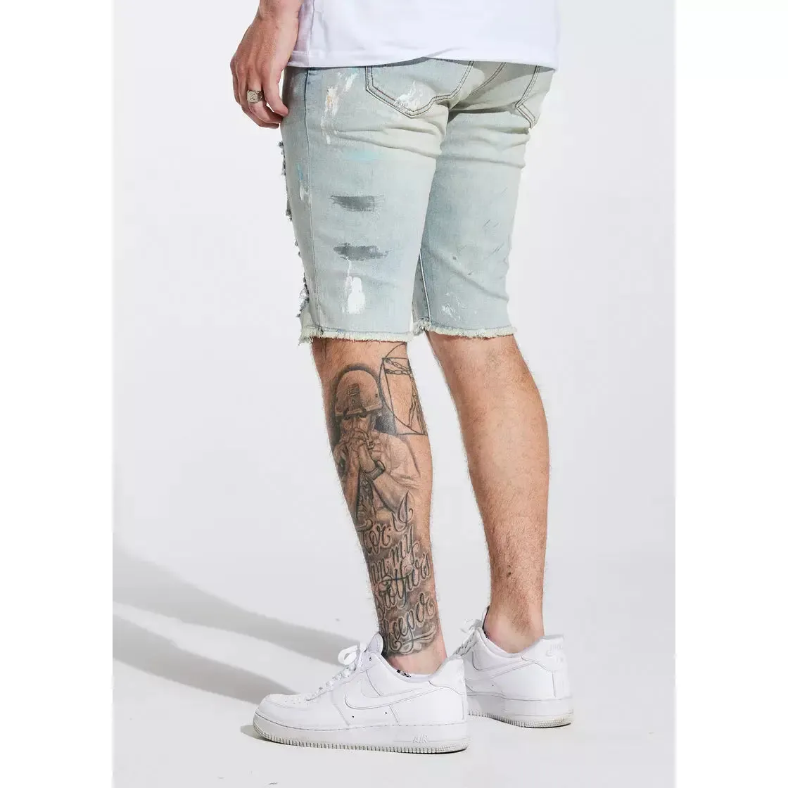 Crysp Denim Blue Paint Philips Shorts (CRYSPSP221-105)