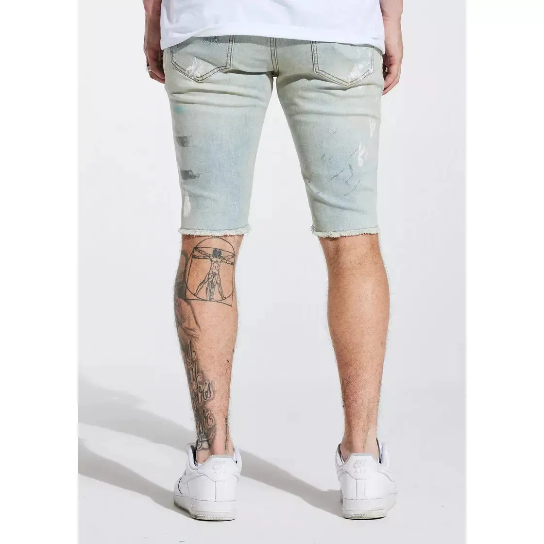 Crysp Denim Blue Paint Philips Shorts (CRYSPSP221-105)
