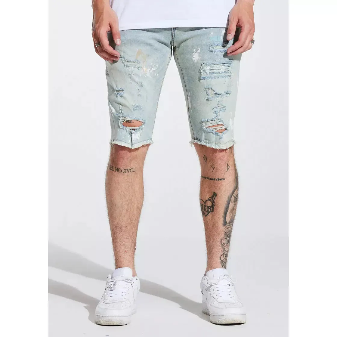 Crysp Denim Blue Paint Philips Shorts (CRYSPSP221-105)