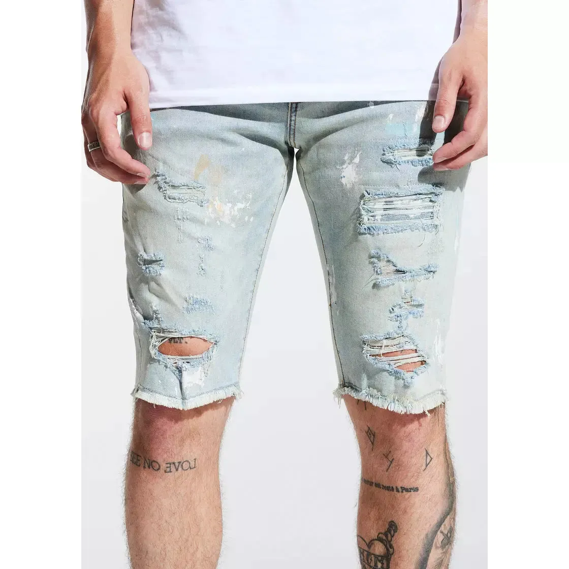 Crysp Denim Blue Paint Philips Shorts (CRYSPSP221-105)