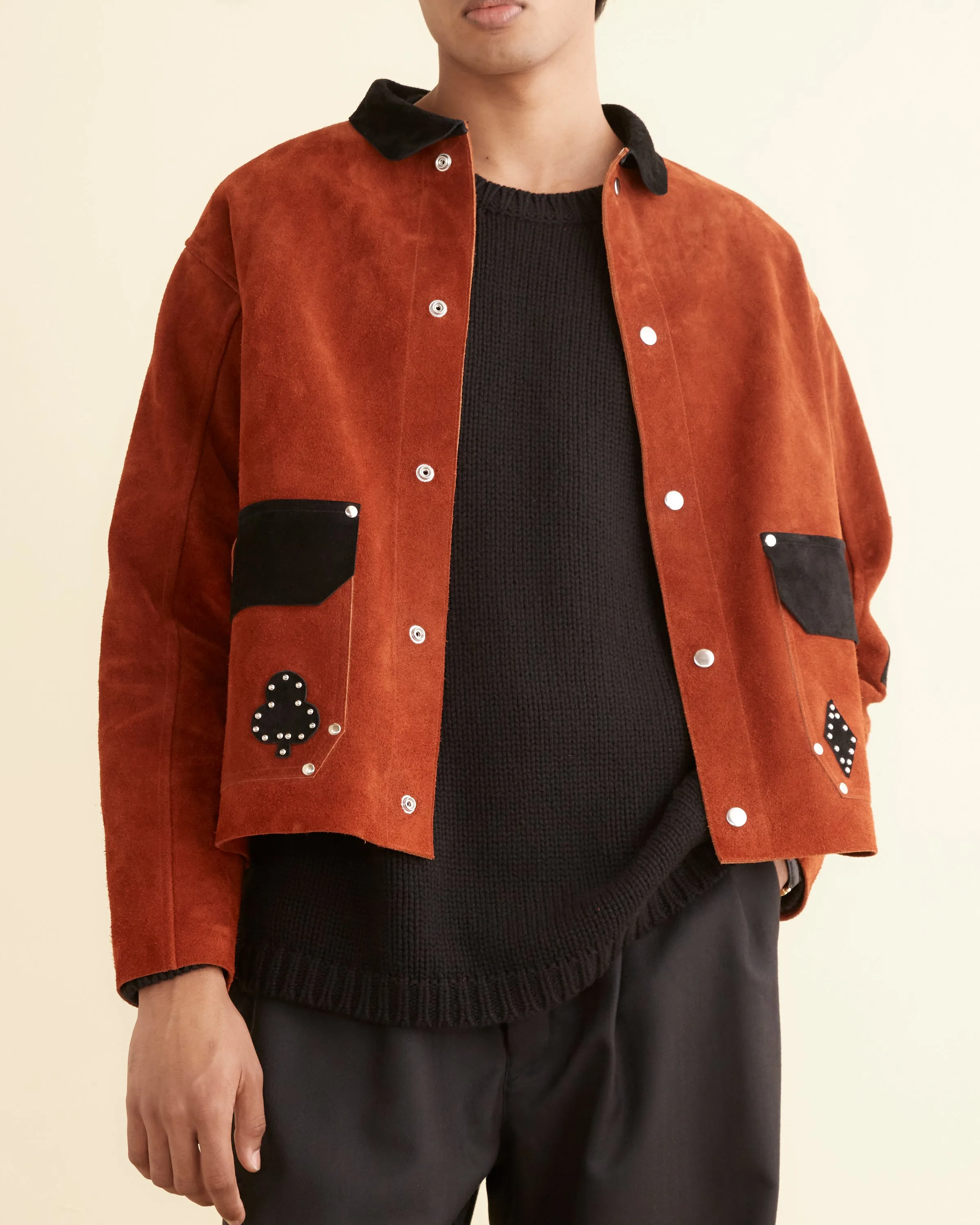 Deck of Cards Studded Jacket - Red/Black