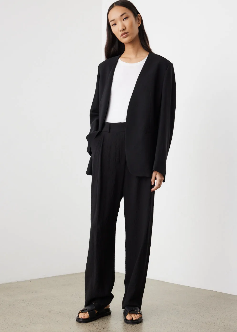 Deep Pleat Crepe Trousers