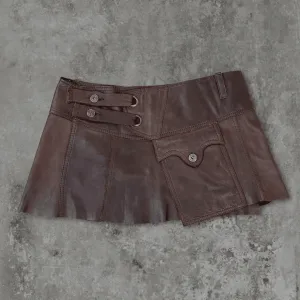 DIESEL LEATHER WRAP MINI SKIRT - S