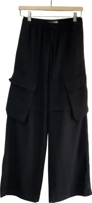 Fashion Nova Black Nice For What Cargo Wide Leg Trousers UK XS