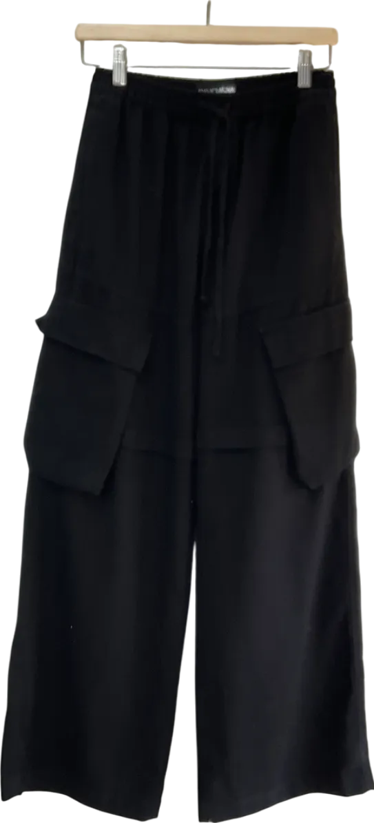 Fashion Nova Black Nice For What Cargo Wide Leg Trousers UK XS
