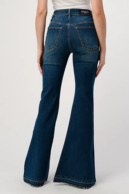 Grace in LA Ladies High Flaire Slit Jean