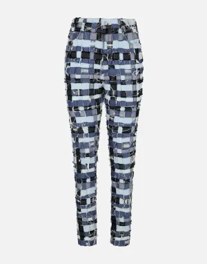 High-Waisted Patchwork Denim Jeans