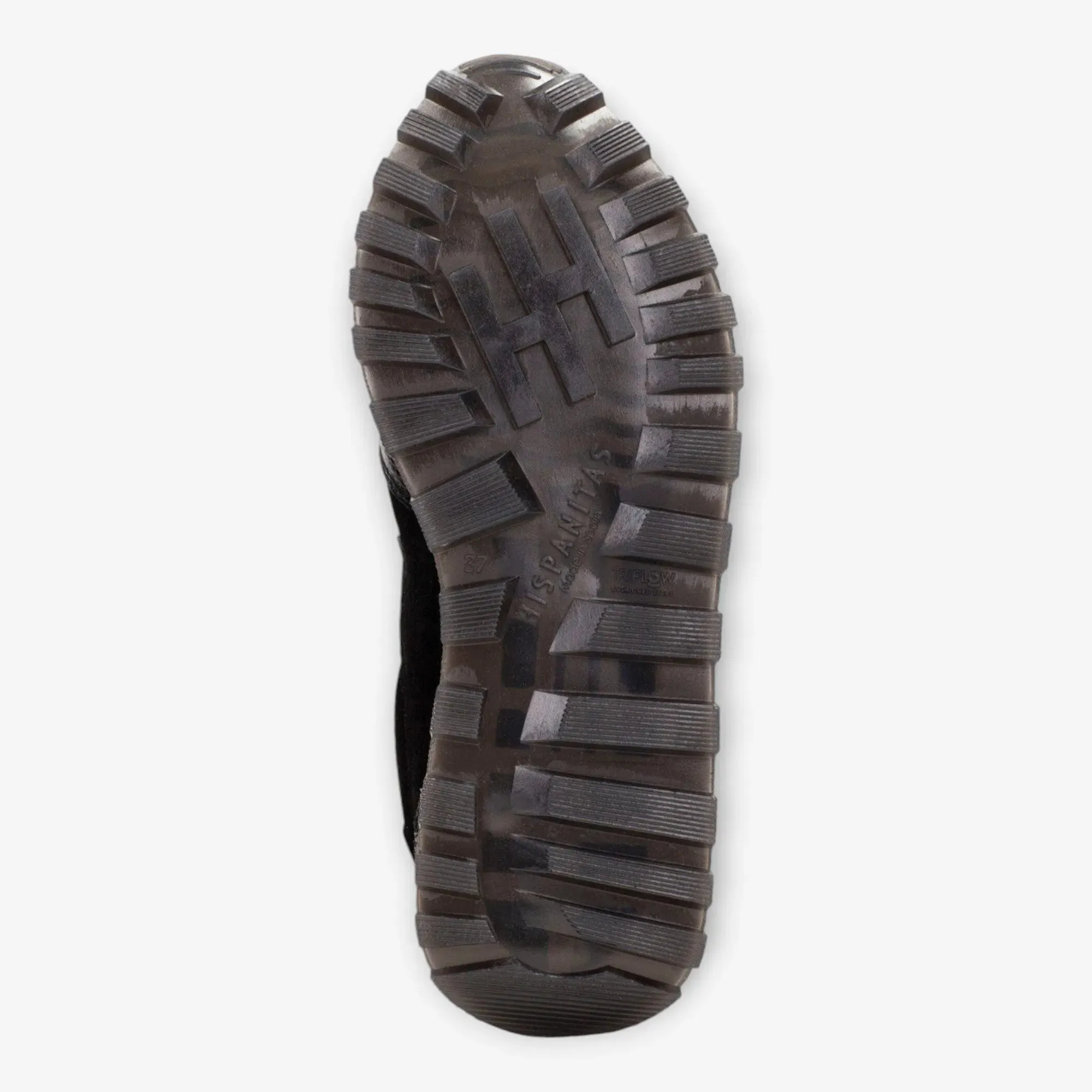 Hispanitas Runner Loira Black Suede with Pewter Accents and Bungee Laces