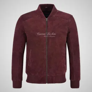 JACK Maroon Suede Bomber Jacket Varsity Suede Jacket