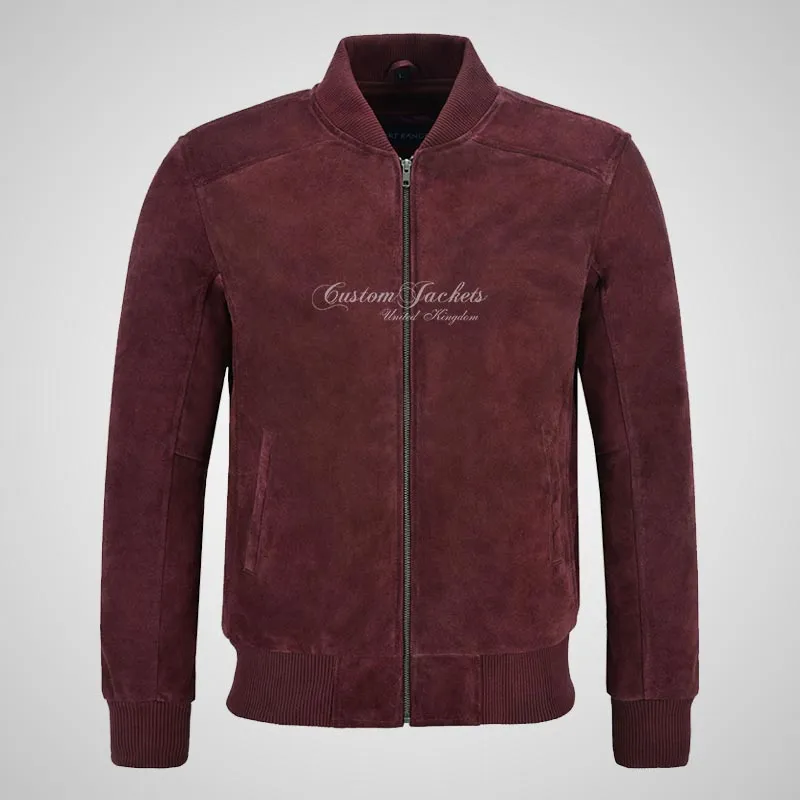 JACK Maroon Suede Bomber Jacket Varsity Suede Jacket