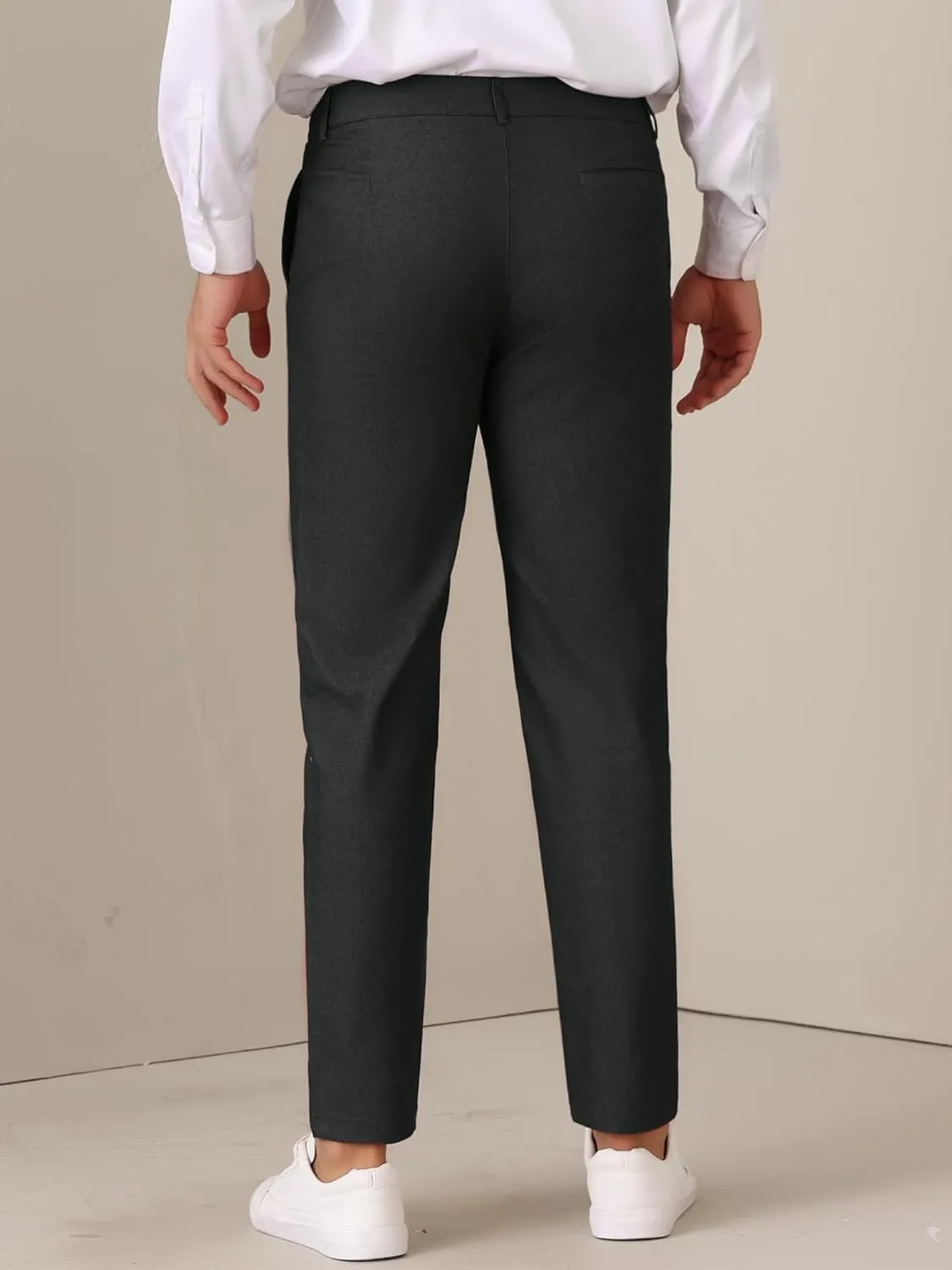 Lars Amadeus Dress Pants for Men's Pleated Front Tapered Leg Business Chino Trousers