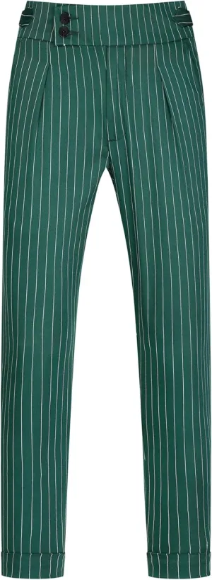Lars Amadeus Striped Dress Pants for Men's Pleated Front Business Tapered Cropped Trousers