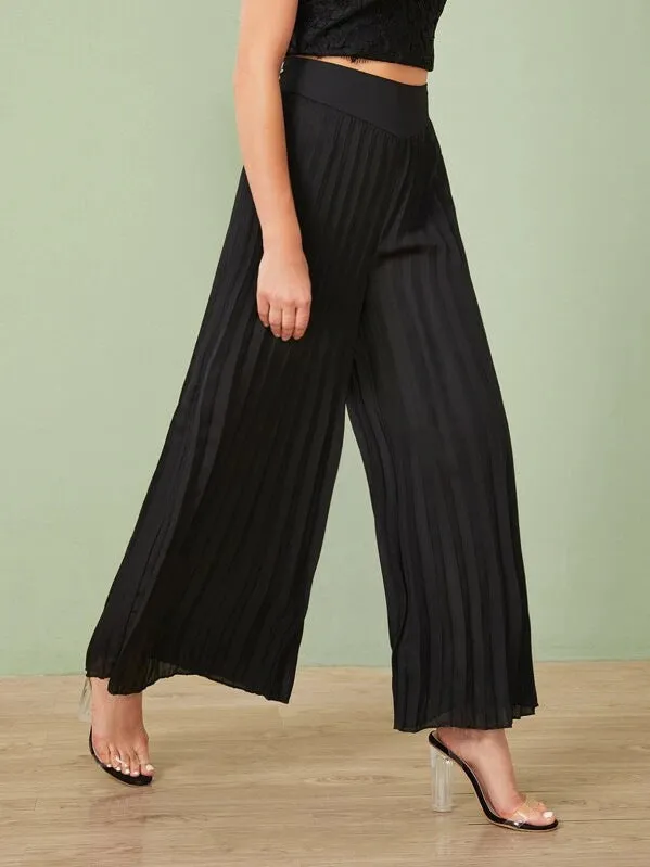 Pleated Wide-Leg Trousers