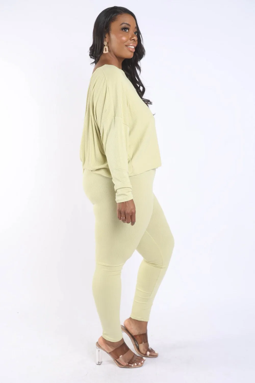 Plus Wrapped Back Top & Pants Set