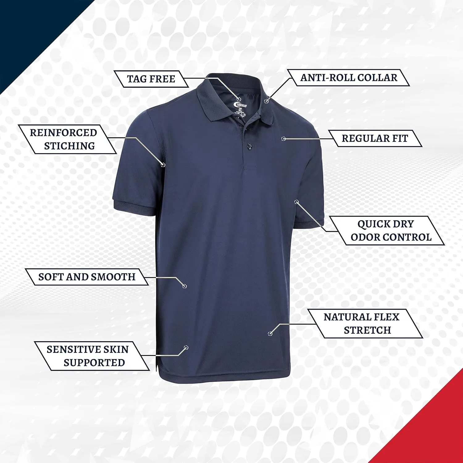 Premium Wear Men's High Moisture Wicking Polo T Shirts