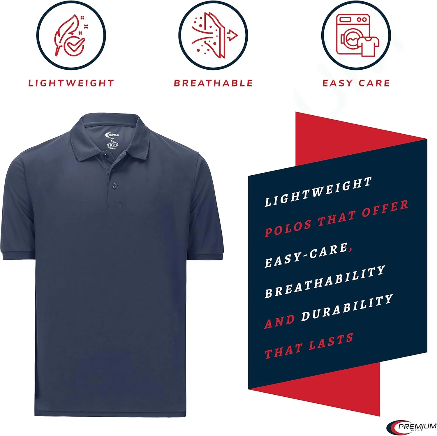 Premium Wear Men's High Moisture Wicking Polo T Shirts