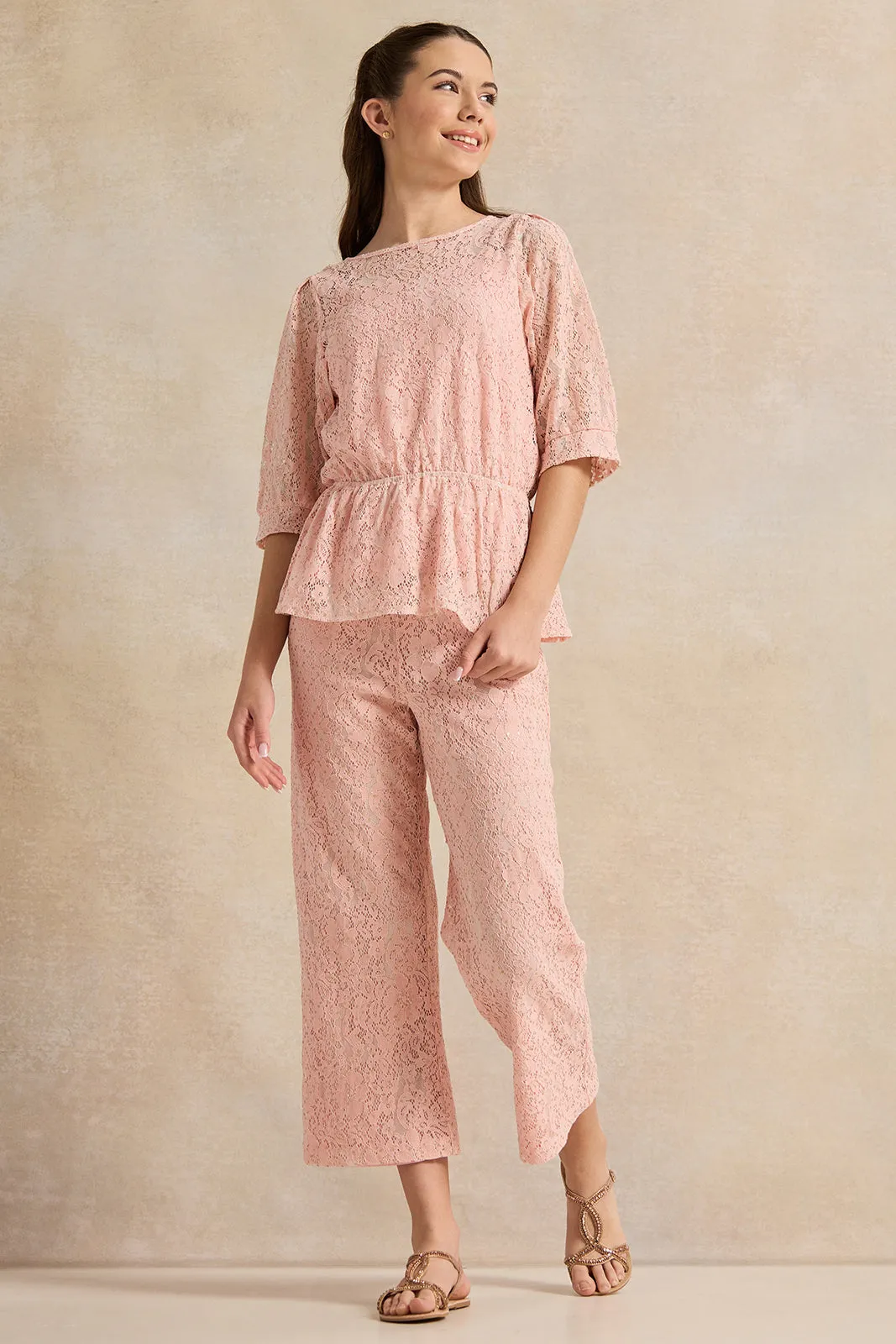 Senior Girls Pink Mesh Pants