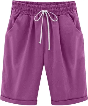 Shorts for Women Casual Summer Knee Length Drawstring Bermuda Shorts Loose Cute Wear 2024 Fashion Beach Clothes