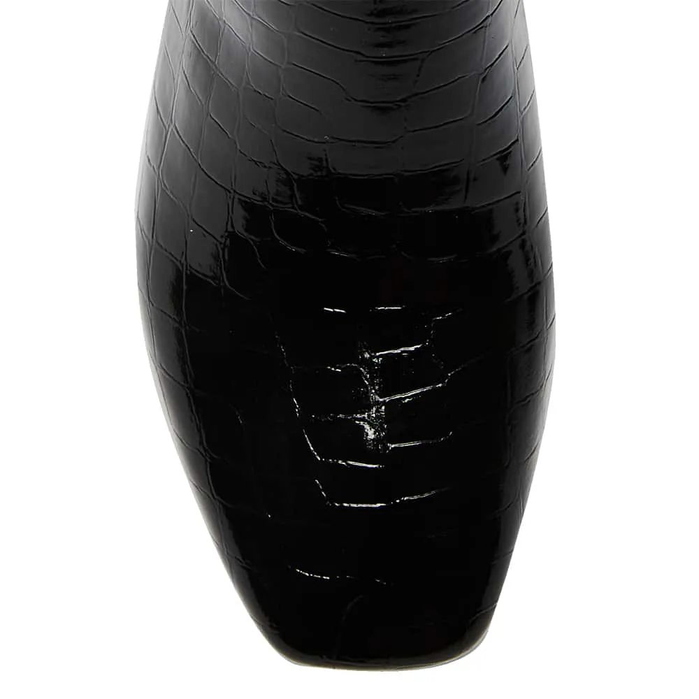 Tabby Boot in Black Croc
