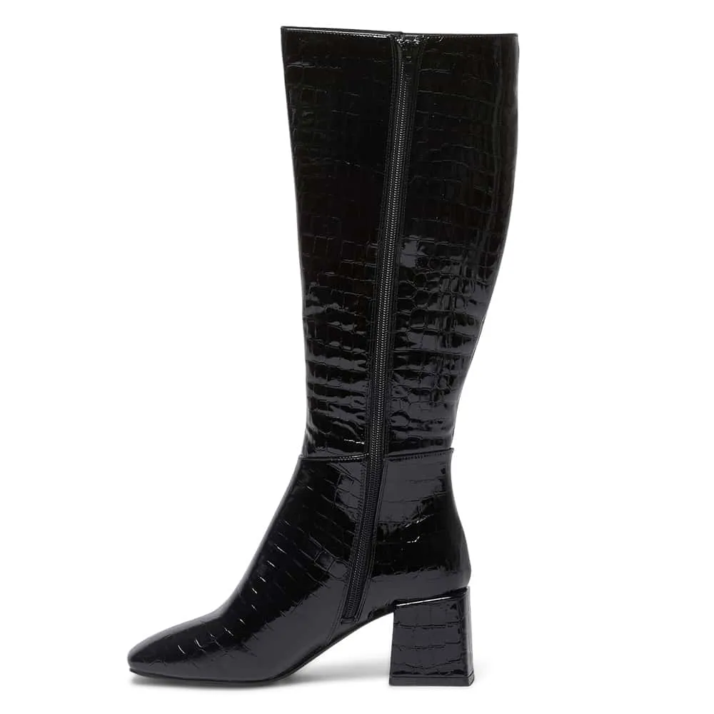 Tabby Boot in Black Croc