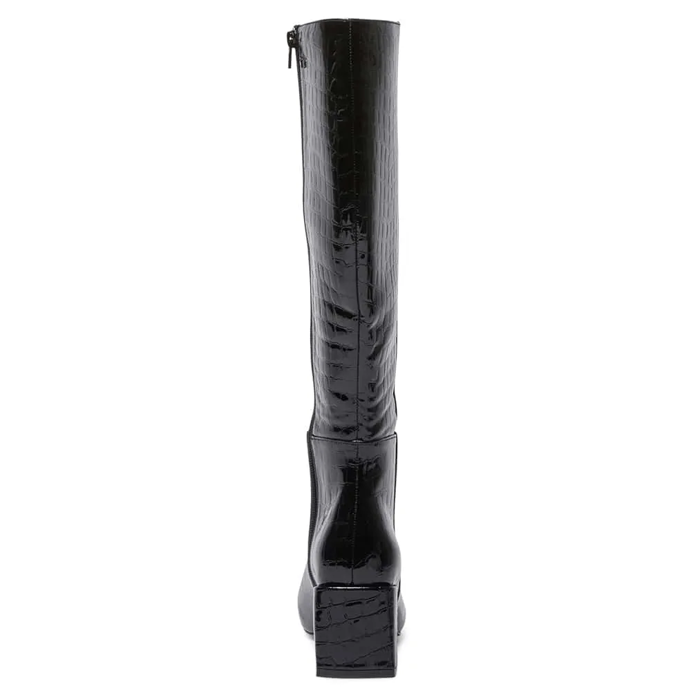 Tabby Boot in Black Croc