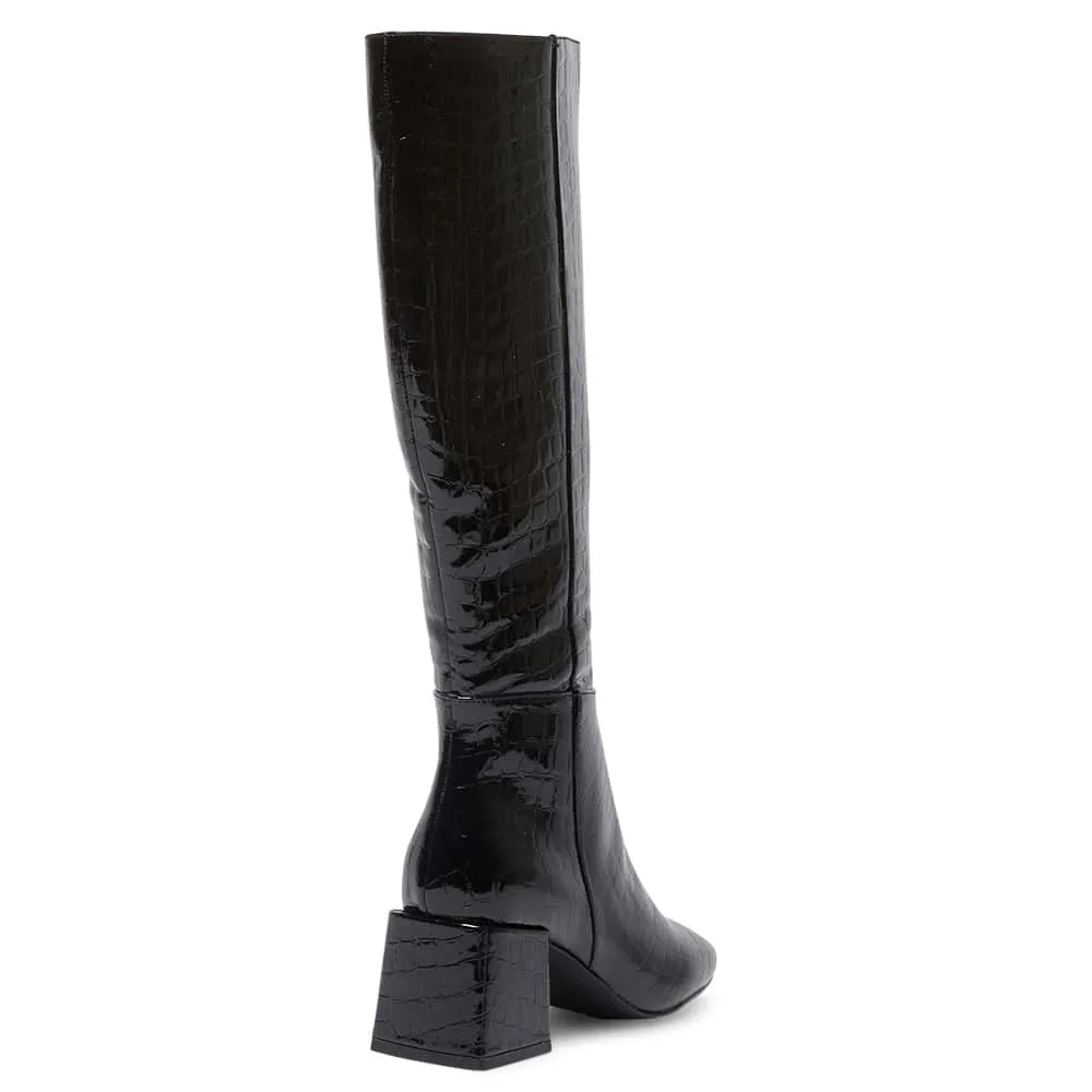 Tabby Boot in Black Croc