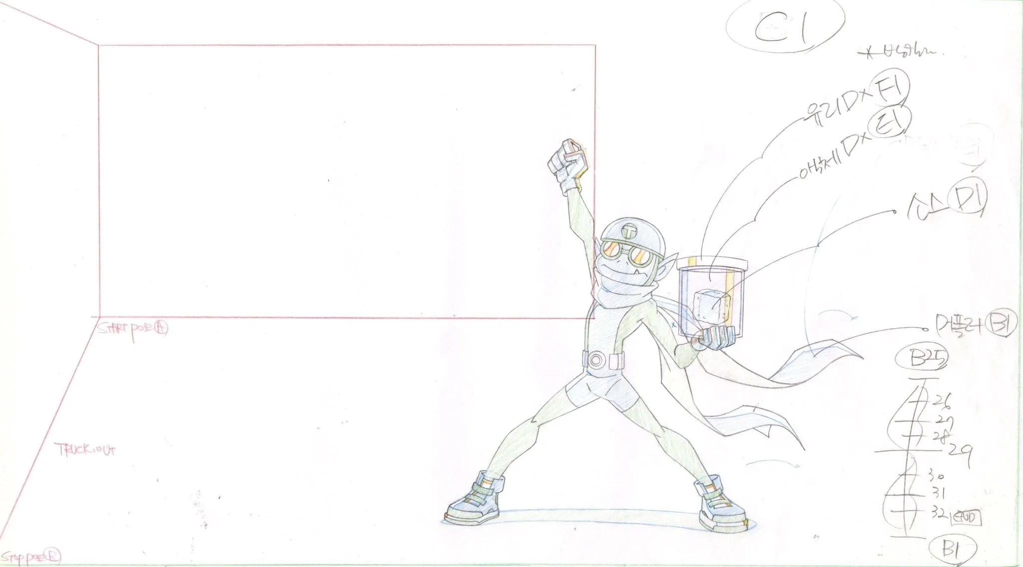 Teen Titans Original Production Drawing: Beast Boy